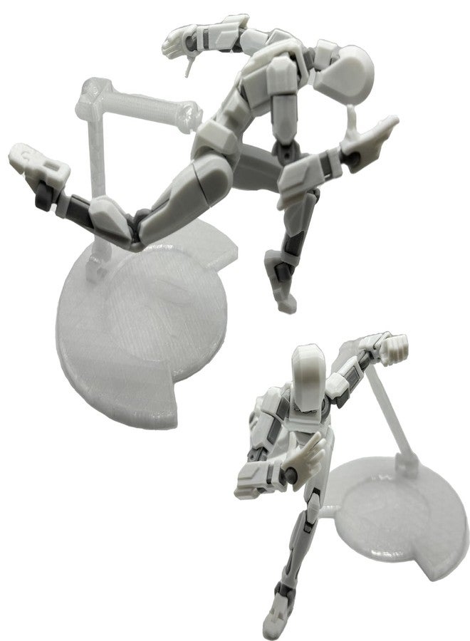 QAONIE 3D Printed Enlarge Body Size 8.1-inch Action Figure Dummy20, Full Body Mechanical Movable Toy, Multiple Accessories, Desk Decoration (Bracket, 3 HandsType, Weapons, Armour) (White) - Image 3
